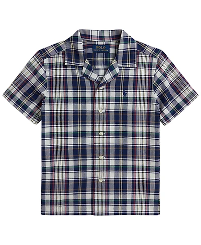 Polo Ralph Lauren Boys' 2T-7 Plaid Cotton Oxford Camp Shirt