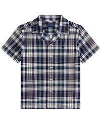 Polo Ralph Lauren Boys' 2T-7 Plaid Cotton Oxford Camp Shirt