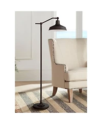 360 Lighting Downbridge Floor Lamp with Usb Charging Port 61" Tall Satin Metal Dome Shade Living Room Reading House