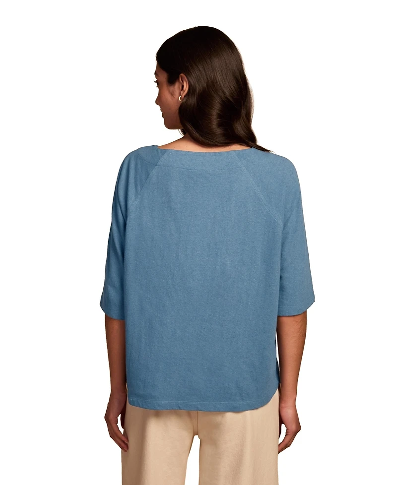 Celtic & Co. Women's and Linen Blend Short Sleeve Swing Top