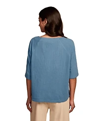 Celtic & Co. Women's and Linen Blend Short Sleeve Swing Top