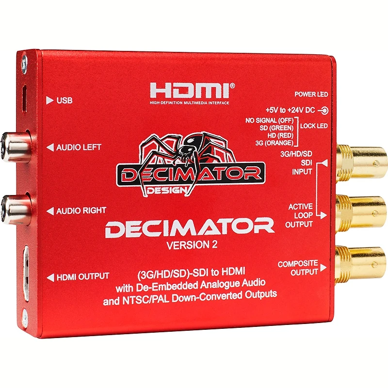 Decimator Version 2 Simultaneously Scales Sdi to Both Hdmi and Ntsc/Pal with De-Embedded Analogue Audio