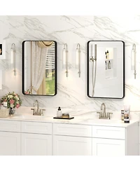 Apmir 16" x 24" High-Strength Tempered Glass and Aluminum Alloy Framed Wall Decor Bathroom Vanity Mirror