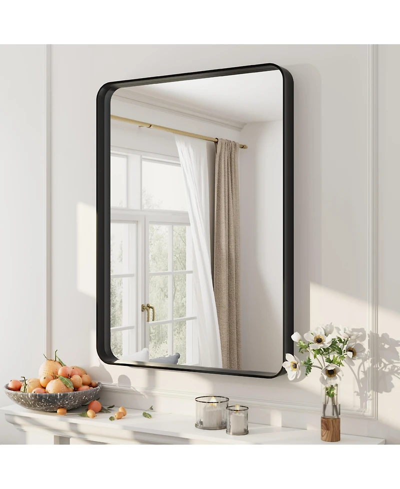 Apmir 22" x 30" High-Strength Tempered Glass and Aluminum Alloy Framed Wall Decor Bathroom Vanity Mirror