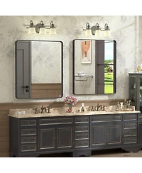 Apmir 28" x 32" High-Strength Tempered Glass and Aluminum Alloy Framed Wall Decor Bathroom Vanity Mirror