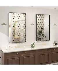 Apmir 24" x 40" High-Strength Tempered Glass and Aluminum Alloy Framed Wall Decor Bathroom Vanity Mirror