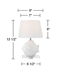 360 Lighting Finely 13 1/2"H Tropical Fish Ceramic Lamp Set of 2