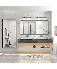 Apmir 60" x 28" High-Strength Tempered Glass and Aluminum Alloy Framed Wall Decor Bathroom Vanity Mirror