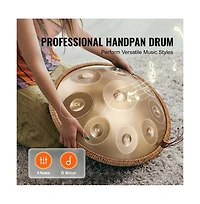 Sugift 22 in 9 Note D Minor Handpan Steel Drum with Mallets Stand and Carry Bag