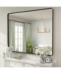 Apmir 48" x 40" High-Strength Tempered Glass and Aluminum Alloy Framed Wall Decor Bathroom Vanity Mirror