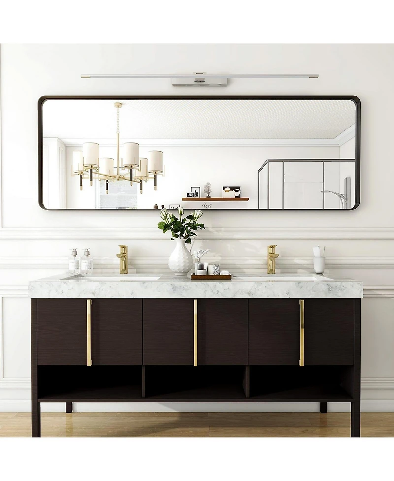 Apmir 65" x 22" High-Strength Tempered Glass and Aluminum Alloy Framed Wall Decor Bathroom Vanity Mirror