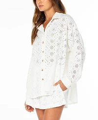 Roxy Women's Morning Time Eyelet Detail Cotton Shirt