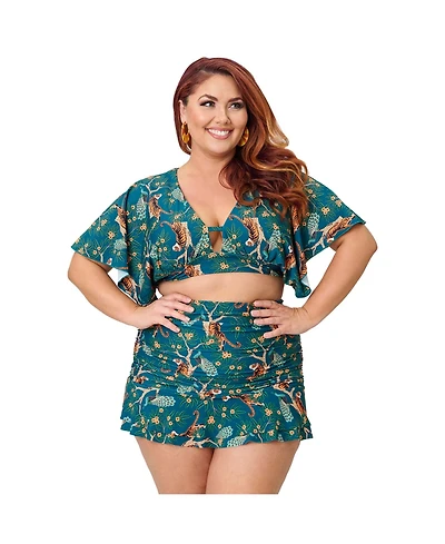 Unique Vintage Plus Size Ruched & Ruffled Alice Swim Skirt