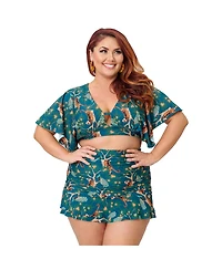 Unique Vintage Plus Ruched & Ruffled Alice Swim Skirt