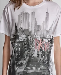 Dkny Jeans Petite New York Stacked Sequin Logo Short-Sleeve T-Shirt