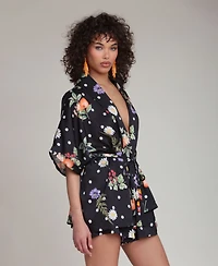 Avec Les Filles Women's Printed Drop Shoulder Kimono Top