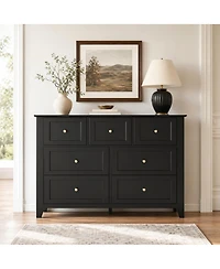 homfan Dresser with 7 Deep Drawers for Bedroom, Modern Simplist Wood Storage Chest, Tall Organizer Closet Hallway Living Room