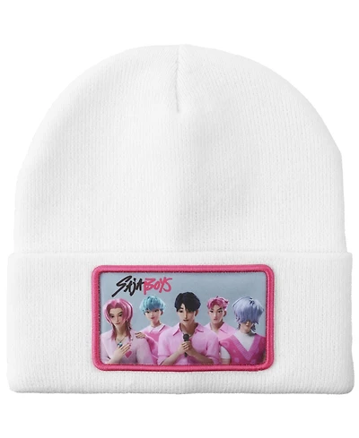Kpop Demon Hunters Men's Saja Boys White Cuff Knit Beanie