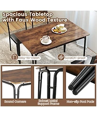Slickblue Industrial Style Dining Set 5 Piece Table with Benches and Stools