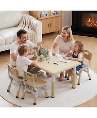 Kinder King Kids Height-Adjustable Table and Chairs Set with 31.5''W Easy-Clean Top
