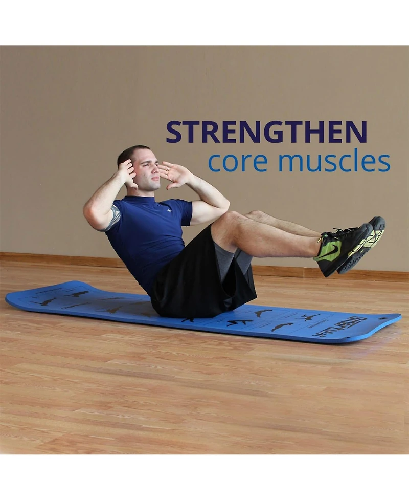 Prism Fitness Thick Smart Self Guided Stretching and Exercise Mat, Blue (2 Pack)