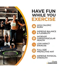 Leaps & ReBounds Round Mini Fitness Trampoline & Rebounder Indoor Home Gym Exercise Equipment Low Impact Workout for Adults