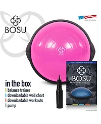 Bosu 20 Inch Dynamic Non-Slip Travel Size Home Gym Balance Ball Pod Trainer for Strength and Flexibility with 6 Rubber Feet and Hand Pump, Pink