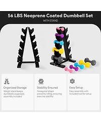 BalanceFrom Fitness 2, 3, 5, 8 & 10 Pound Neoprene Coated Dumbbell Set with Rack