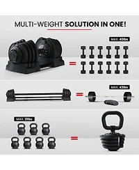 HolaHatha 3-in-1 Multifunctional Home Gym Workout Dumbbell Set Equipment, Black