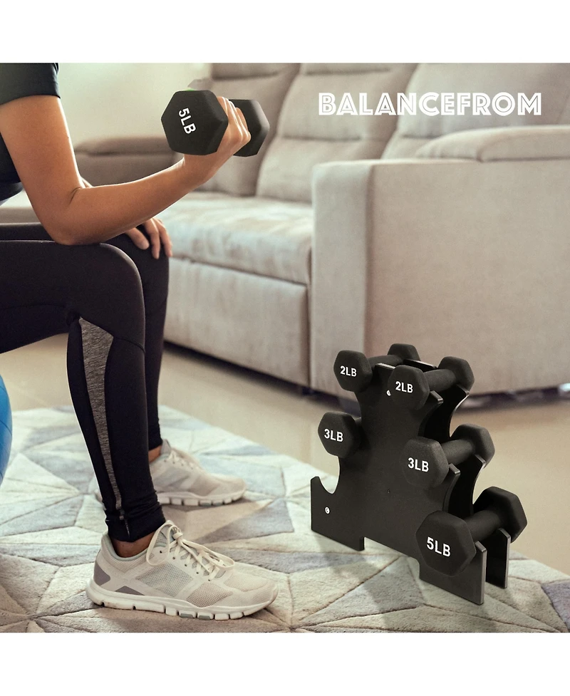 BalanceFrom Fitness 20 Pound Neoprene Coated Dumbbell Set with Stand, Black
