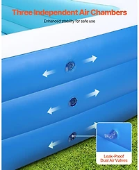 Gouun Inflatable Swimming Pool for Family, 400-Gallon Blow Up Pool with 3 Air Chambers for 4-5 People