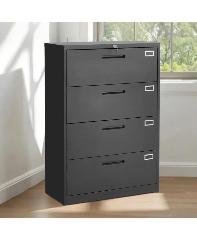 Gouun 4-Drawer Metal File Cabinet with Lock, Vertical Filing, 52.17 x 16.10 x 35.51 inch