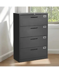 Gouun 4-Drawer Metal File Cabinet with Lock, Vertical Filing, 52.17 x 16.10 x 35.51 inch