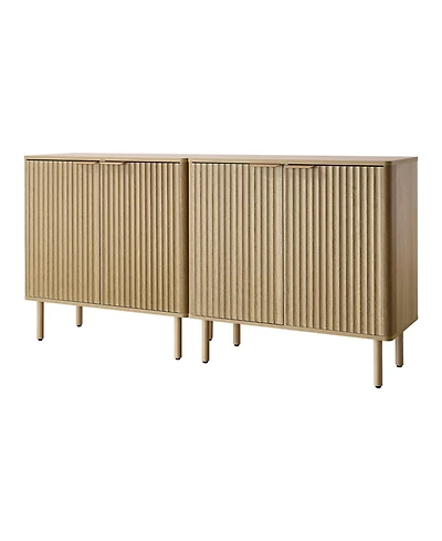Gouun Mid Century Fluted Coffee Bar Cabinet with 2-Tier Storage, 31.5 x 14.7 x 31.5