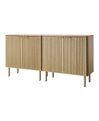 Gouun Mid Century Fluted Coffee Bar Cabinet with 2-Tier Storage, 31.5 x 14.7 x 31.5