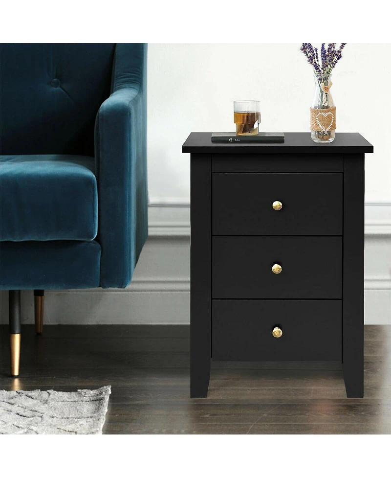 Gouun Modern 3-Drawer Bedside Nightstand for Bedroom and Living Room
