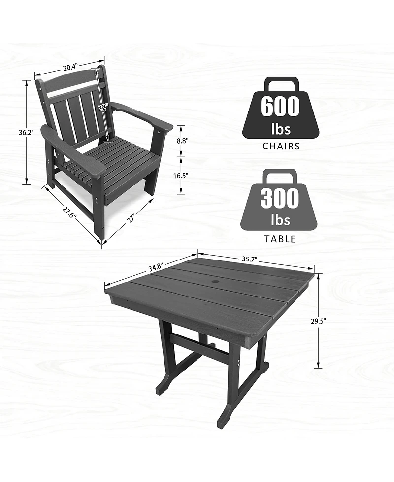 Mega Casa Piece Modern Hdpe Weather Resistant Patio Dining Set, Poly Lum