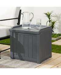 Suncast 22 Gallon Outdoor Patio Small Deck Box with Storage Seat, Cyberspace