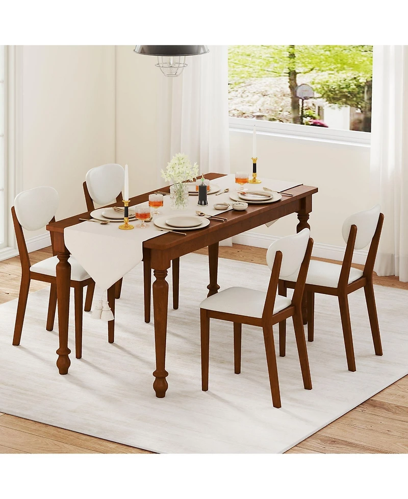 Slickblue Modern Sherpa Upholstered Dining Chairs Set of 4 with Wooden Legs for Kitchen-Walnut