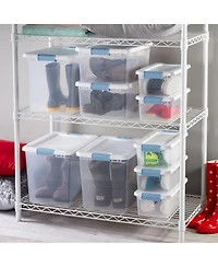 Sterilite 6 Qt. Plastic Stackable Storage Box with Latching Lid, Clear (12 Pack)