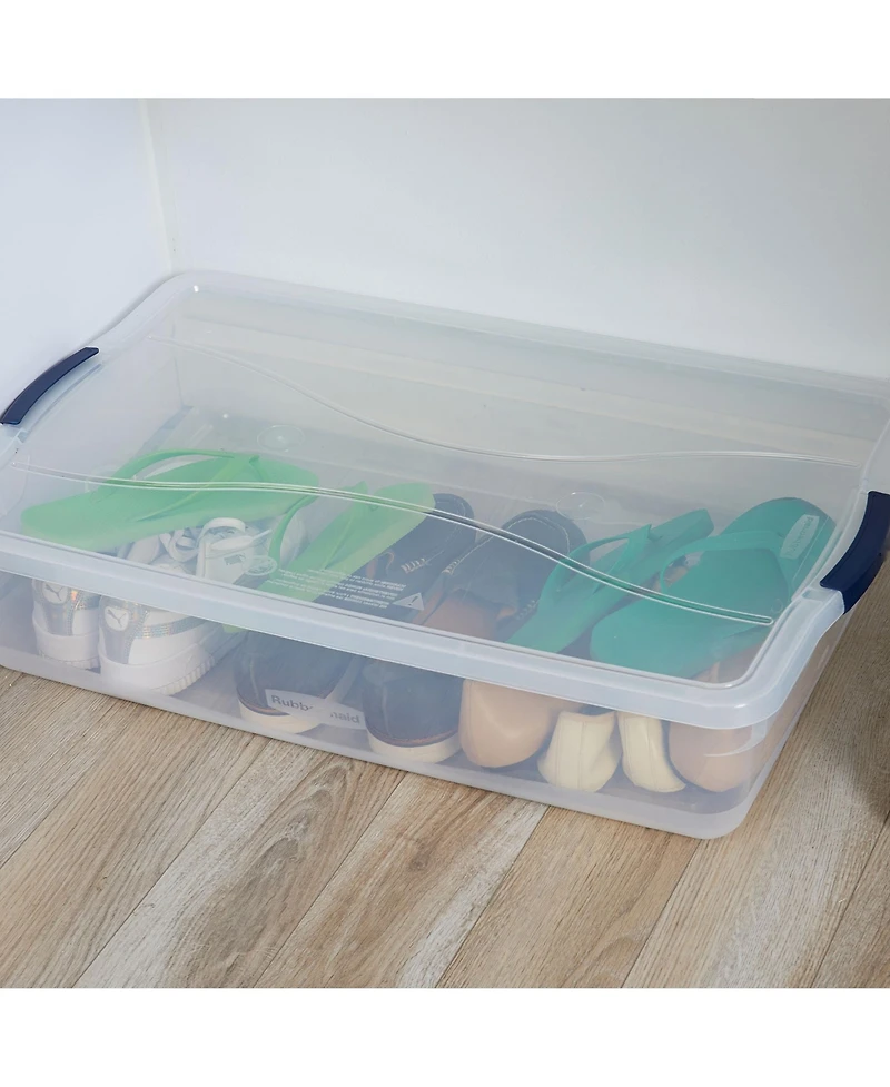 Rubbermaid Cleverstore 41 Quart Latching Stackable Storage Tote, Clear (4 Pack)