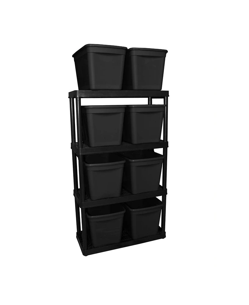 Gracious Living 4 Shelf Fixed Height Medium Duty Storage Unit, Black (3 Pack)