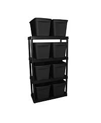 Gracious Living 4 Shelf Fixed Height Medium Duty Storage Unit, Black (3 Pack)