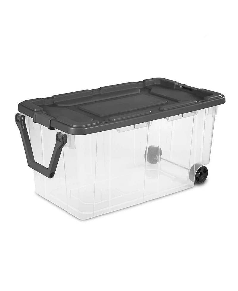 Sterilite 160 Qt Latching Stackable Wheeled Storage Box Container w/ Lid, 2 Pack