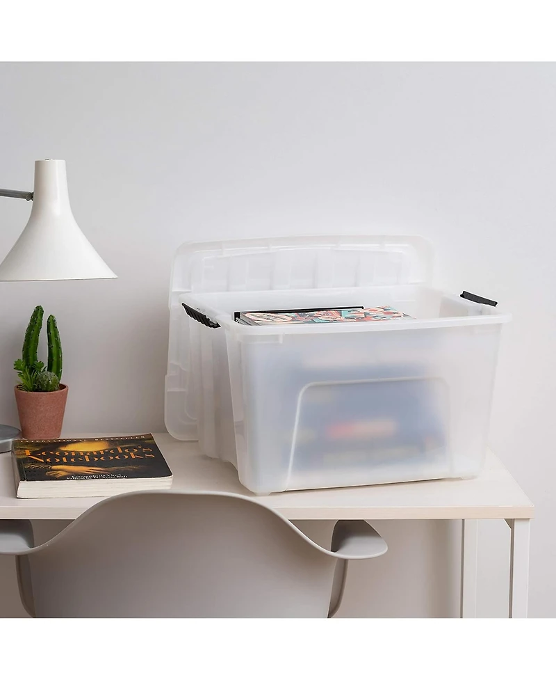 Iris Pack 40qt Plastic Storage Bin with Lid and Secure Latching Buckles
