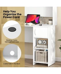 Slickblue Home Office Desk with Raised Display Shelf and 2 Open Shelves