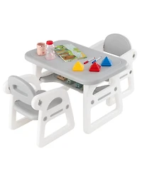 Gouun Kids Table and Chair Set with Building Blocks Surface