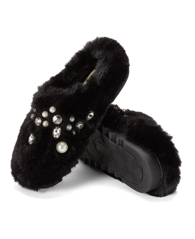 Dearfoams Women's Annabelle Pile Clog Slipper with Embellishment