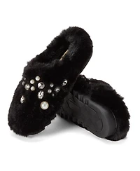 Dearfoams Women's Annabelle Pile Clog Slipper with Embellishment