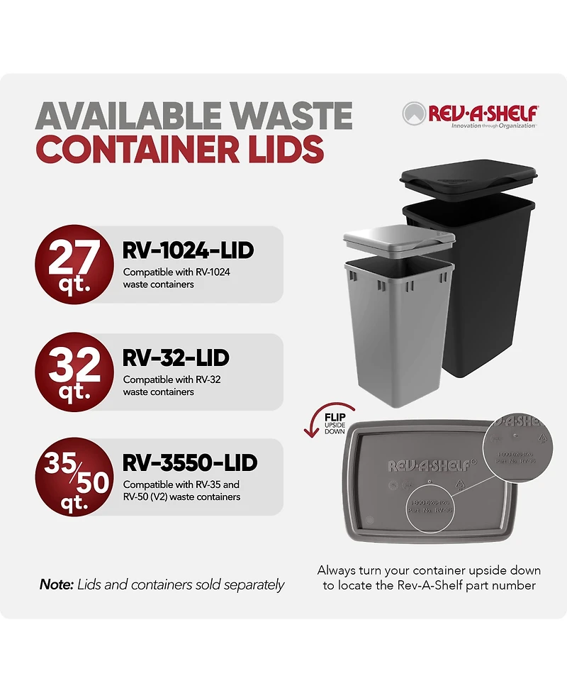Rev-a-Shelf Polymer Replacement 35 qt. Trash Bin, Silver, 2 Pack, Rv-35-17-2